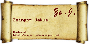 Zsingor Jakus névjegykártya